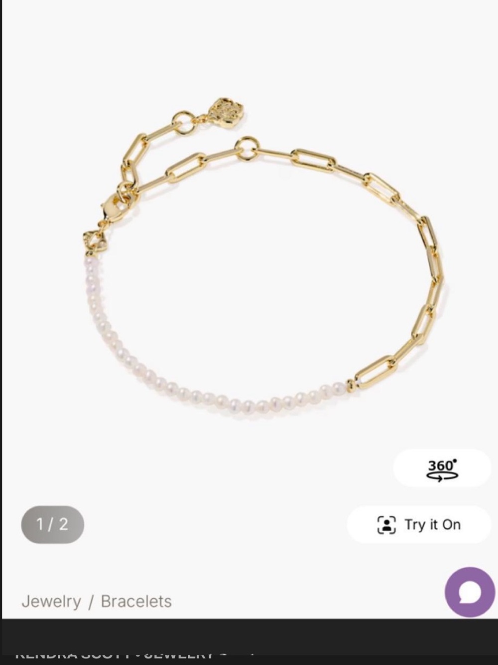 Kendra Scott Gold Chain and Pearl Bracelet - Picture 3 of 3